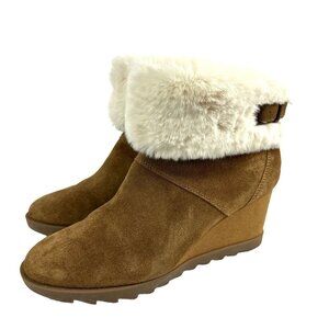 Koolaburra By Ugg Elladine Boot 11 Brown Suede Leather Ankle Bootie Wedge Womens